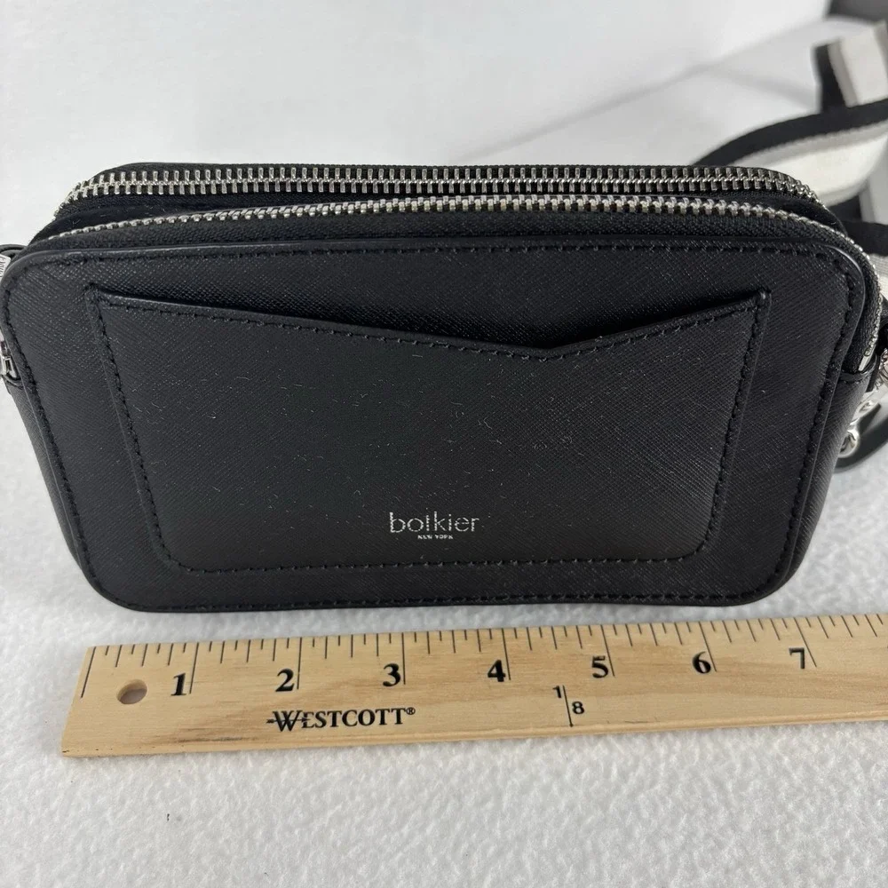 Botkier NY Camera Crossbody Black Leather Suede Bag Purse White Black Gray Strap